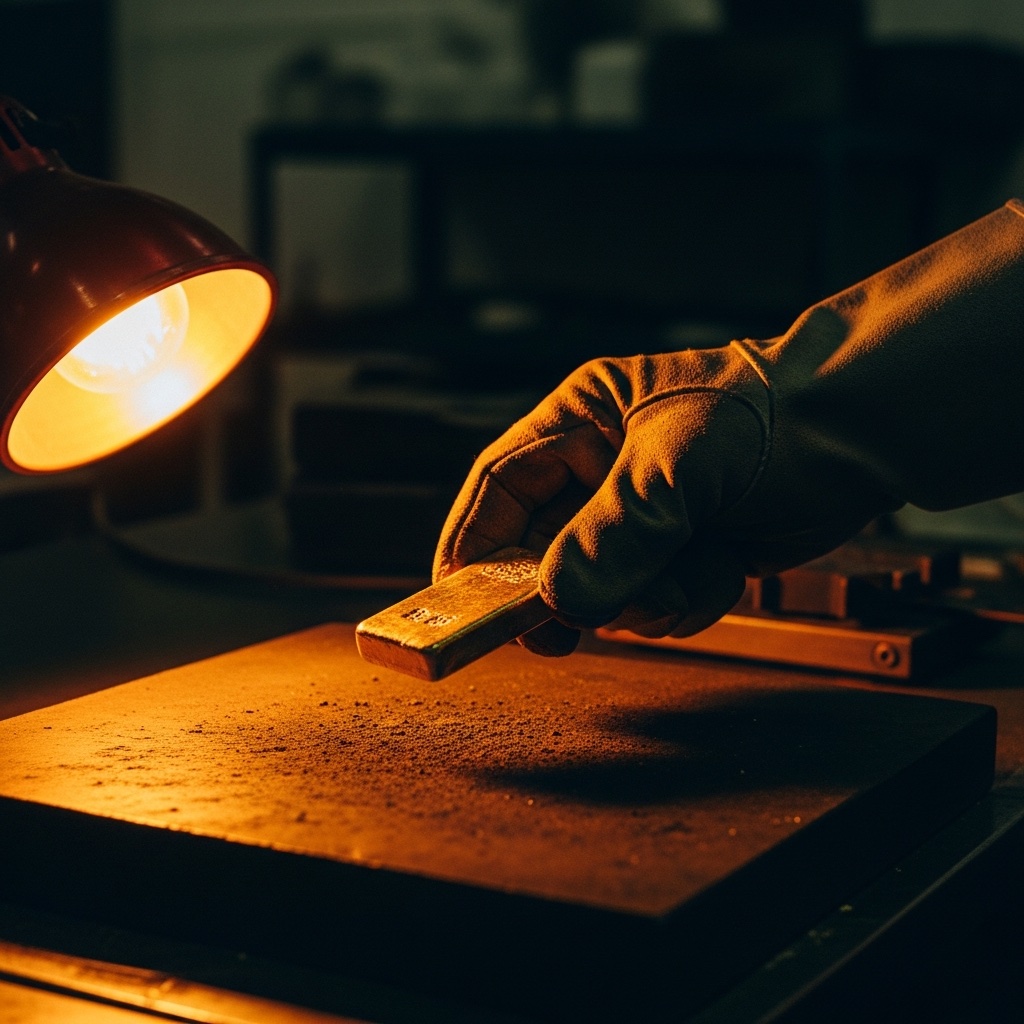 Gold bar at the assay bench